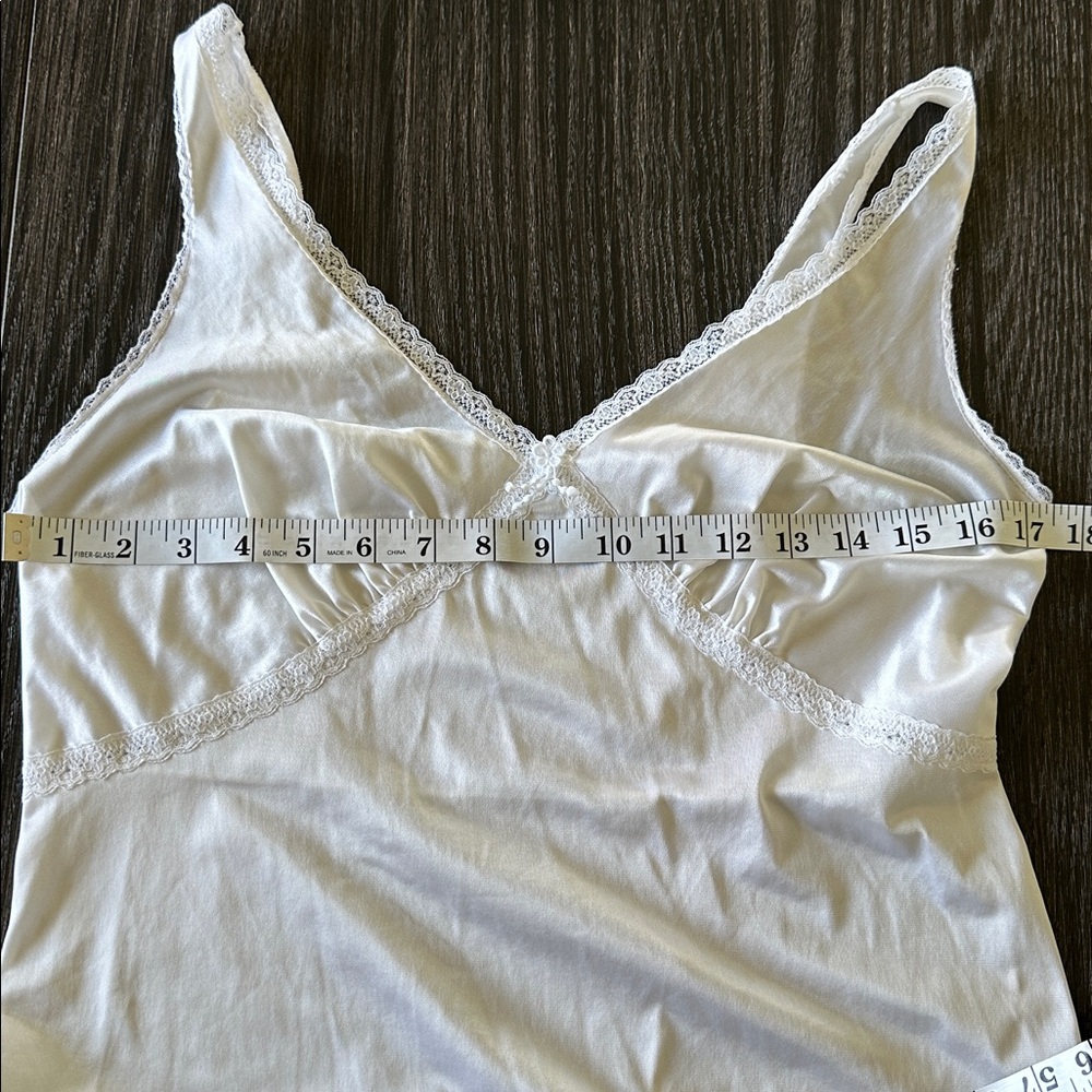 Vintage Sears Nylon Lace Slip Dress in White Made in USA Paper Tag, L - Picture 7 of 9